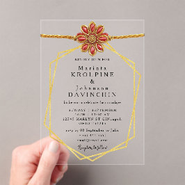 oro Invitaciones acrílicas Bodas modernas