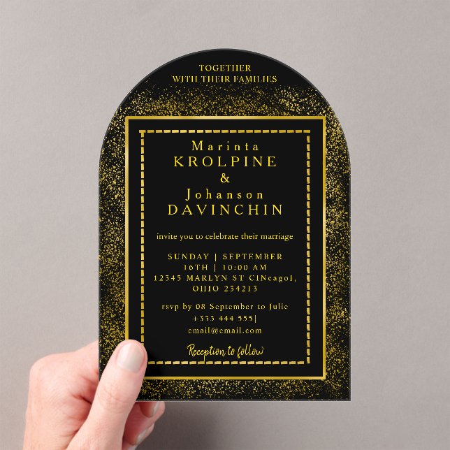 oro Invitaciones acrílicas Bodas modernas (Insitu (portátil))