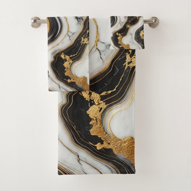 Oro Líquido Mármol Negro Blanco con Estilo Glam (In situ)
