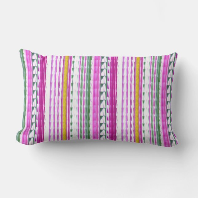 Oro, magenta, almohada lumbar 13" de la raya verde (Anverso)