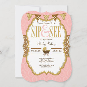 Oro Marrón Rosa Y Ver Invitación