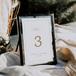 Oro minimalista 5 x 7" Número de tabla<br><div class="desc">Este minimalista número de tabla de oro de 5 x 7" es perfecto para un boda simple. El moderno diseño romántico presenta una tipografía clásica en oro y blanco, acompañada de una caligrafía rústica y elegante con un estilo de letra a mano vintage. Personalizable de cualquier color. Mantenga el diseño...</div>