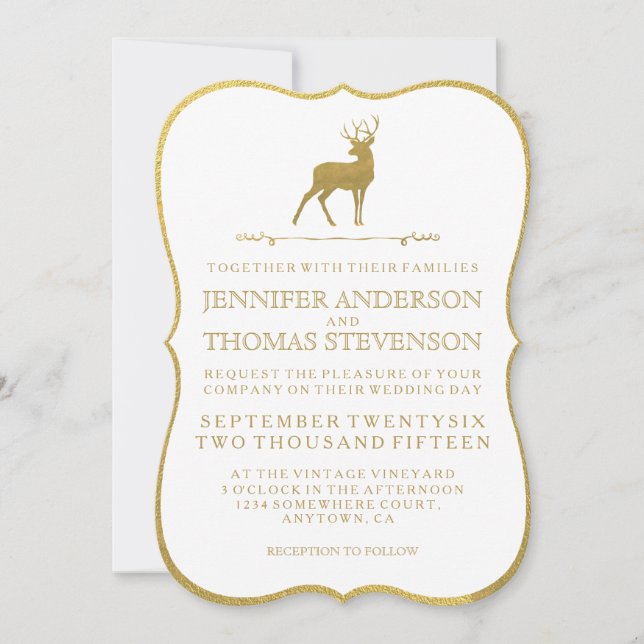 ORO MODA| INVITACIONES RÚSTICAS DE BODA DE CERDO (Anverso)