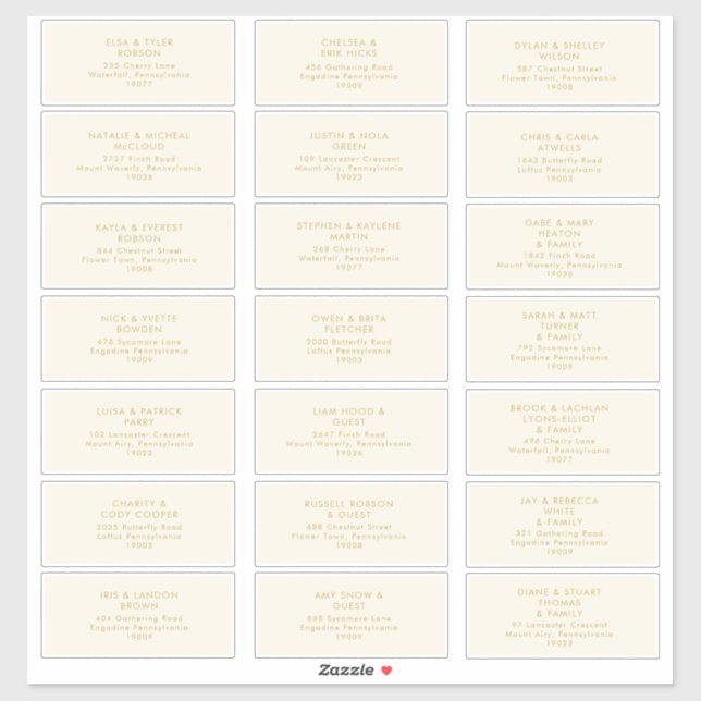 Oro moderno | Pegatina de dirección de invitado de (Hoja)