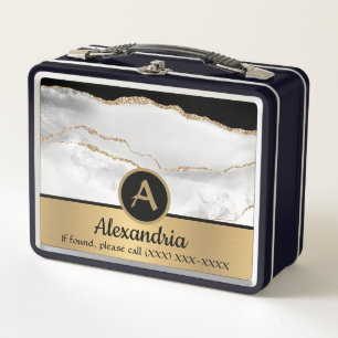 Oro Monograma Personalizado Negro y Blanco Lujo Ch