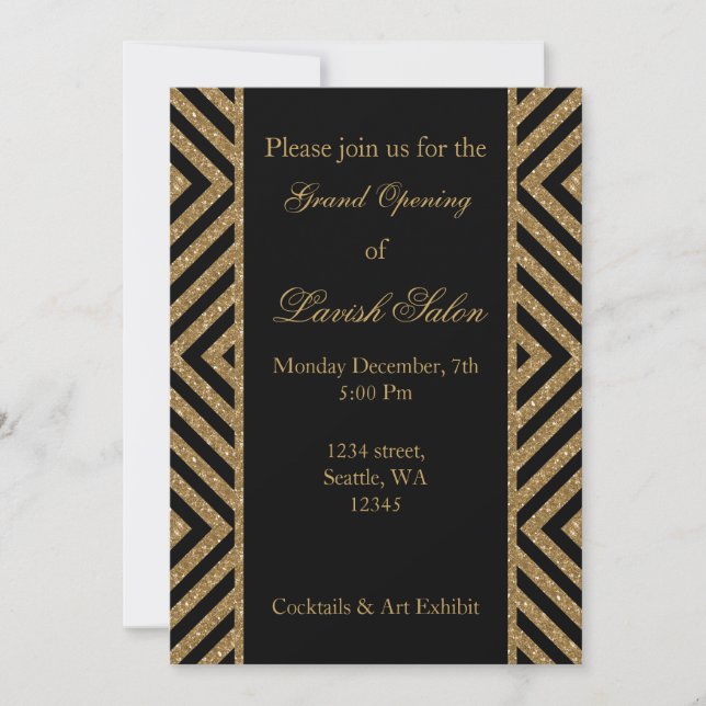 oro negro Elegant Corporate party Invitación (Anverso)