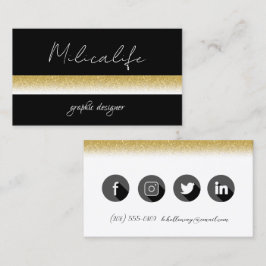 Oro negro moderno, tarjeta de negocios de medios s