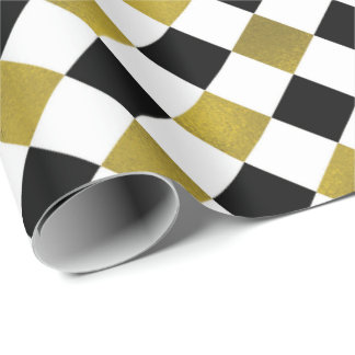 Oro, negro, + Papel de regalo a cuadros del