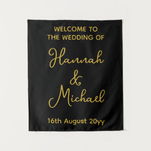 Oro negro personalizado bienvenido a la tela Boda