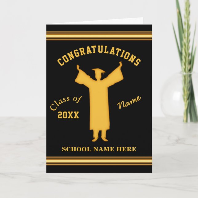 Oro negro, tarjetas de graduación personalizadas p (Anverso)