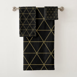 Oro Negro Triángulos Geométricos Boho Glam Minimal
