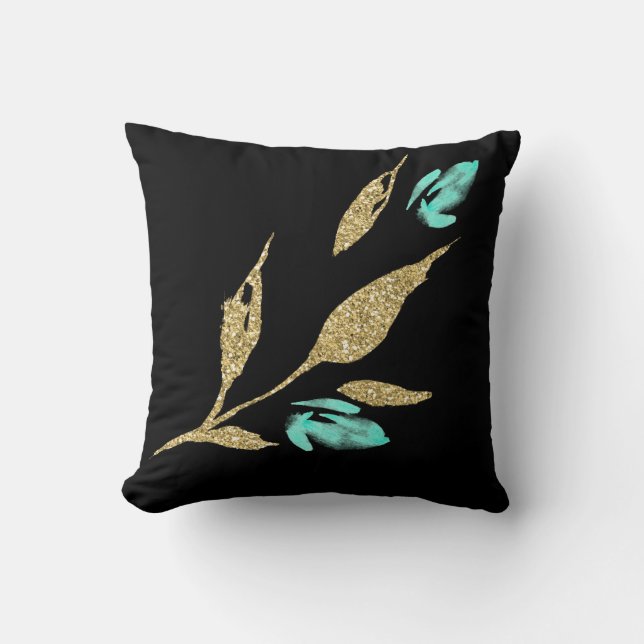 Oro negro y Cojín decorativo Verde azulado (Anverso)