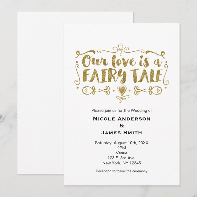 Oro NUESTRO AMOR ES UNA Invitación A LA Boda FERIA (Anverso / Reverso)