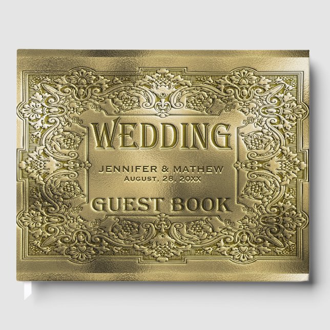 Oro Ornamental Grabado en relieve Boda Mira Libro  (Anverso)