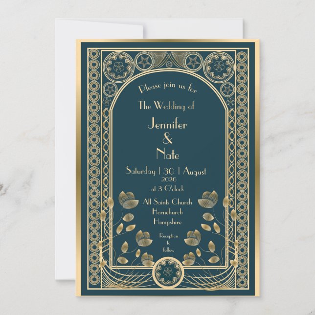 Oro Ornate - Invitación de boda (Anverso)