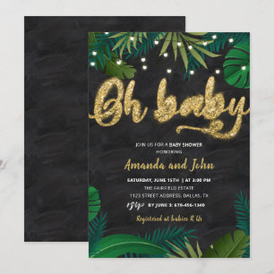 Oro oscuro tropical Oh invitación de Baby Shower