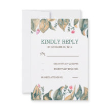 Oro otoño deja matrimonio forestal rústico RSVP