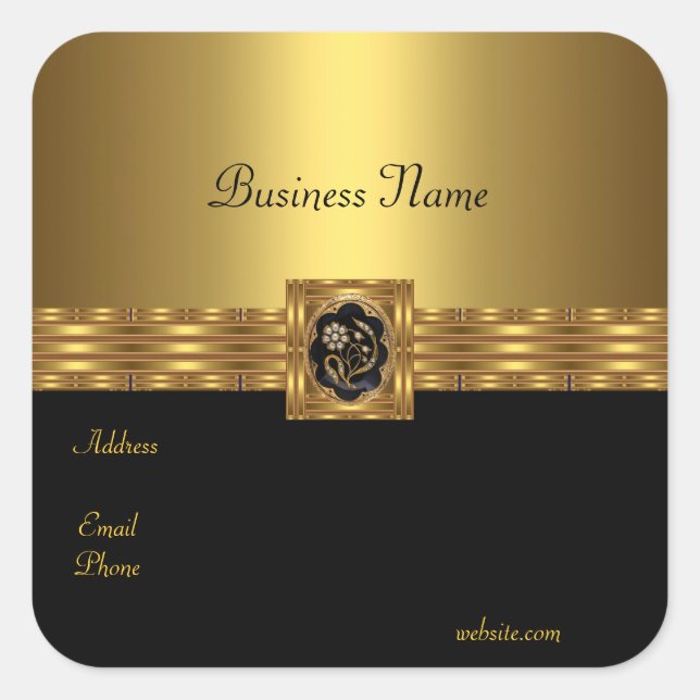 Oro pegatina En Cuadrado Negro Oro (Anverso)