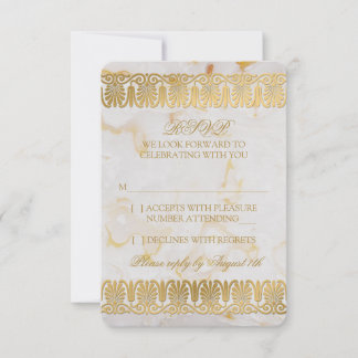 Oro Plata Mármol Mármol Respuesta Invitación Boda 