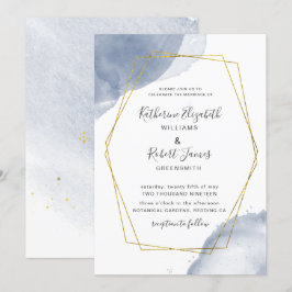 oro polvoriento elegante azul Boda Invitación