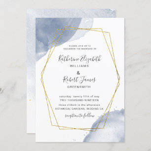 oro polvoriento elegante azul Boda Invitación