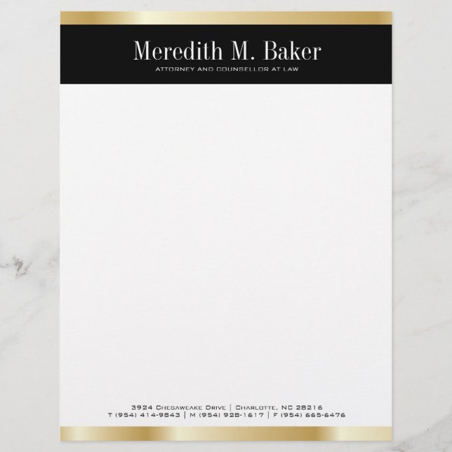 Oro profesional y papel con membrete negro (Anverso)
