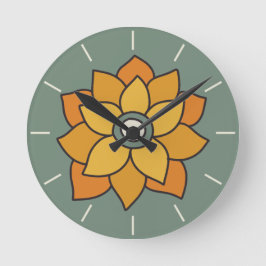 Oro retro y reloj de pared de flores Naranja