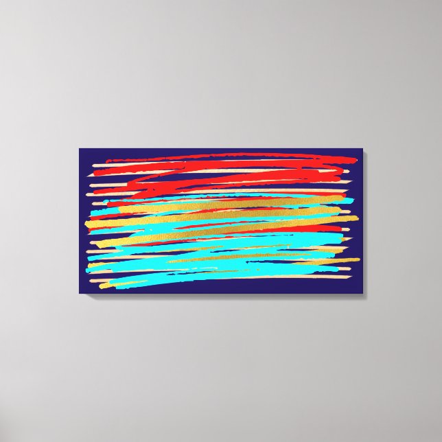 Oro Rojo Azul Resumen Arte Estirado Imprimir tela (Anverso)