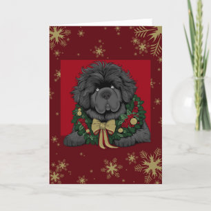 Oro Rojo Navidad perro cachorro de Terranova nieve