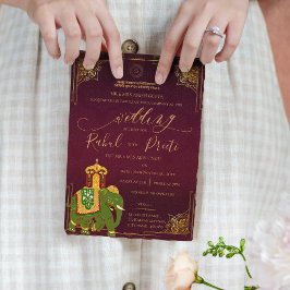 Oro rojo vibrante con el Boda indio Lord Ganesh