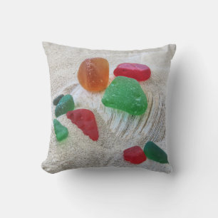 Oro rojo y vidrio verde del mar - almohada