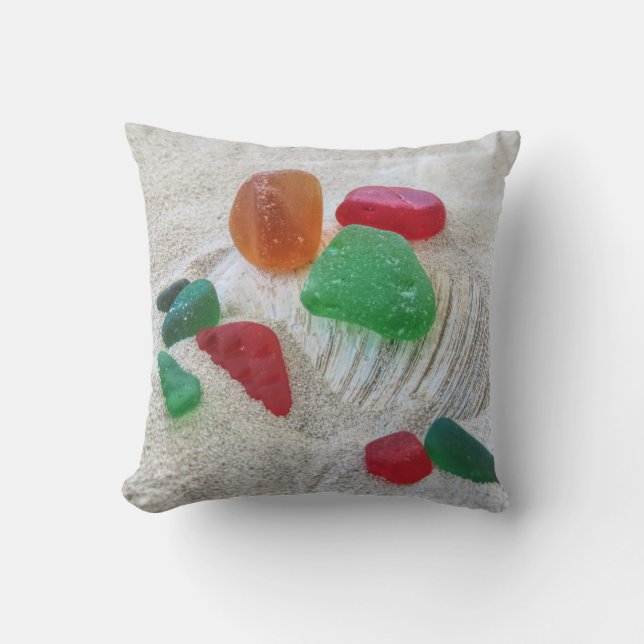 Oro rojo y vidrio verde del mar - almohada (Anverso)