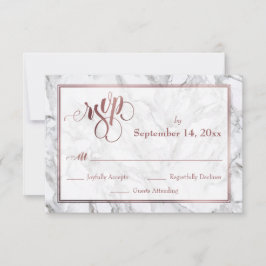 Oro Rosa Caligrafía RSVP Mármol Gris y Blanco