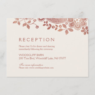 Oro rosa elegante recepción de boda de encaje vint