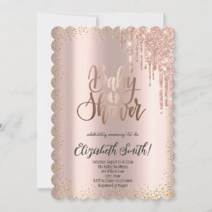 oro Rosa, estrellas Baby Shower Invitación