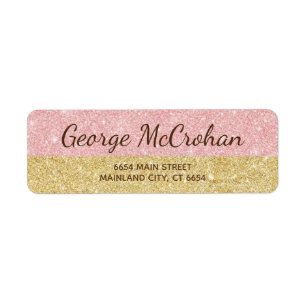 Oro Rosa Falso Glitter Foil Rosa Etiqueta de Direc