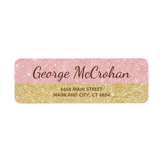 Oro Rosa Falso Glitter Foil Rosa Etiqueta de Direc (Frente)