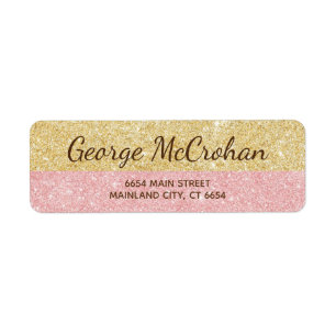Oro Rosa Falso Glitter Foil Rosa Etiqueta de Direc