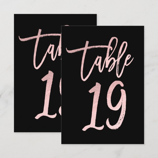 Oro Rosa Foil Moderno Número de Mesa 19 (Anverso / Reverso)