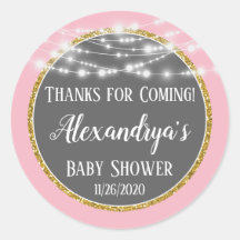 Oro Rosa Gracias Por Venir Etiquetas Favor De Baby