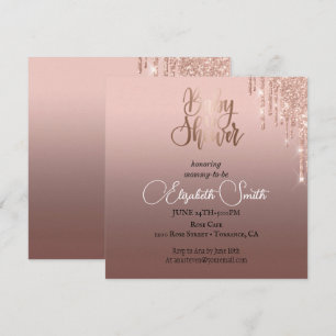 Oro rosa, invitación de baby shower
