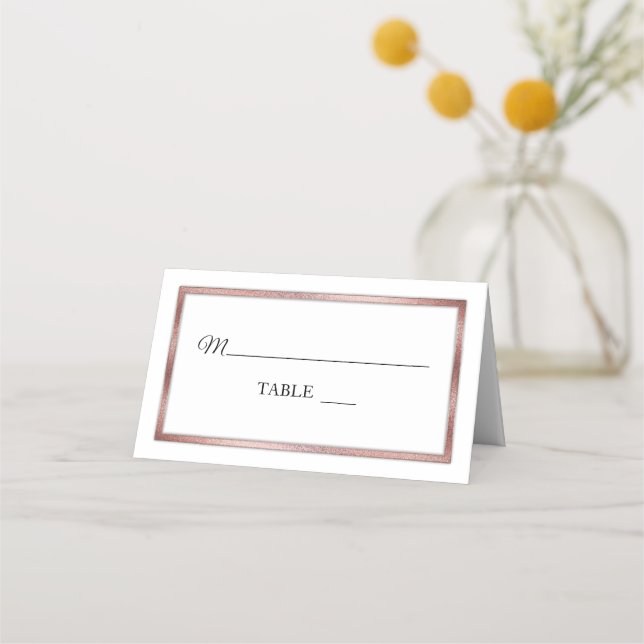 Oro rosa | Tarjetas blancas simples y elegantes (Anverso)