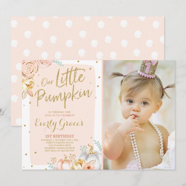 Oro rosado de Rubor de la 1ra invitación del (Anverso / Reverso)