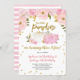Oro rosado dos pequeñas calabazas Invitación al cu