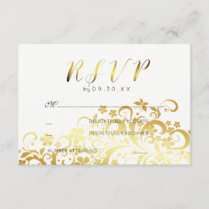 Oro RSVP que se casa moderno floral Flourishing