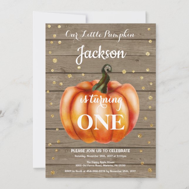 Oro rústico de la invitación del cumpleaños de la (Anverso)