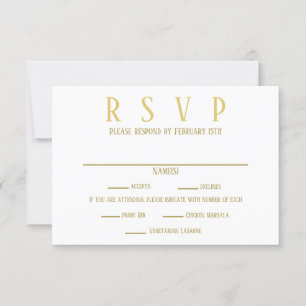 Oro simple - Invitación a elegir RSVP/Dinner