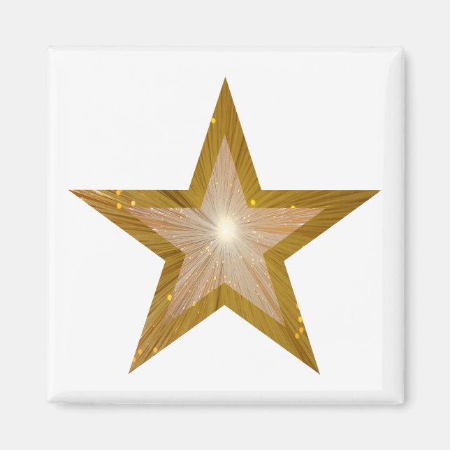 "Oro" Star frigorífico imán cuadrado blanco (Frente)