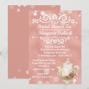 Oro subió invitación nupcial de la fiesta del té