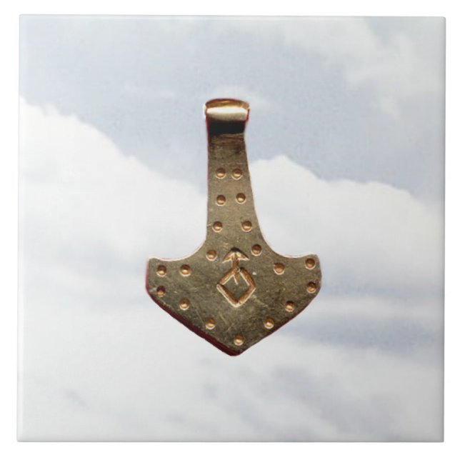 Oro Thor Hammer nubes grandes baldosas (Frente)